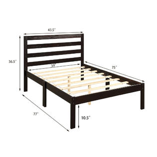 Gymax Solid Wood Platform Bed W, Measurements For A Twin Size Bed Frame