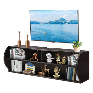 Gymax 48 5 2 Tier Modern Floating Shelf Wall Mounted Hanging Tv Audio Video Console