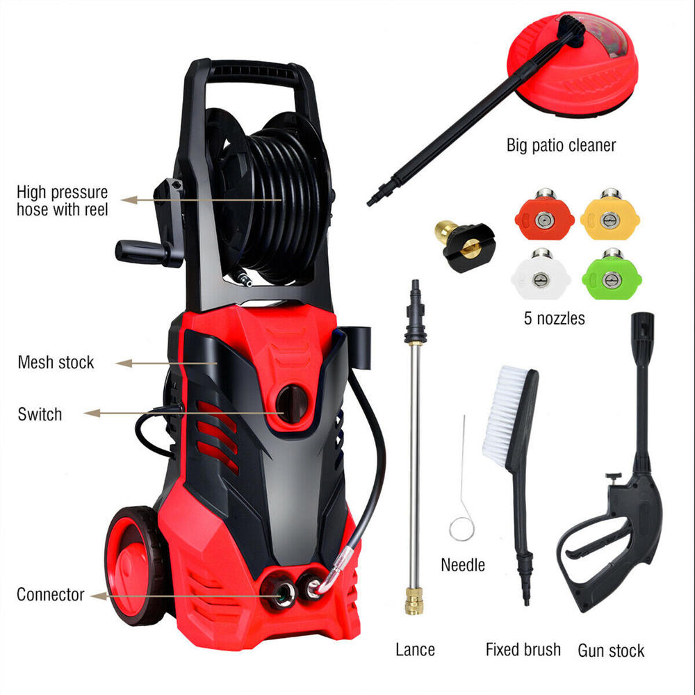 Gymax 3000PSI Electric High Pressure Washer 2 GPM 2000W w/ Deck Patio Cleaner& Nozzles