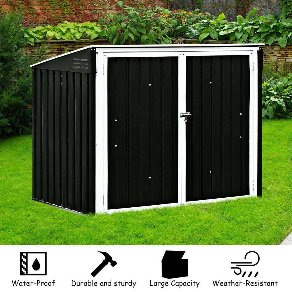 Gymax 6x3FT Horizontal Storage Shed 68 Cubic Feet for Garbage Cans Tools Accessories