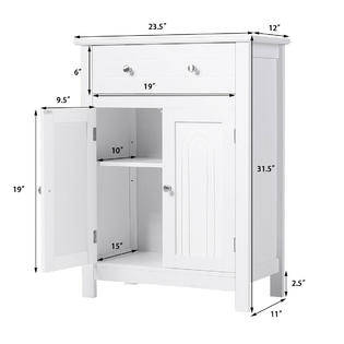 Generic Bathroom Storage Cabinet Large Drawer W/Adjustable Shelf White