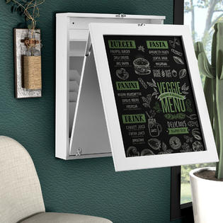 Gymax Wall Mounted Table Convertible Desk Fold Out Storage Shelf Chalkboard White