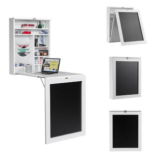 Gymax Wall Mounted Table Convertible Desk Fold Out Storage Shelf
