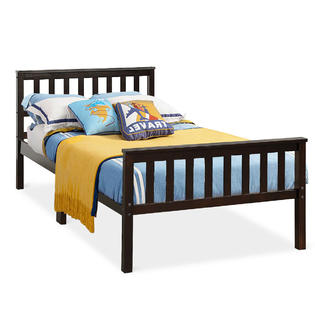 Gymax Wood Bed Frame Wood Slats Support Platform W Solid Headboard Footboard Twin Size Platform bed frame,twin size,espresso,wood finish,platform bed,headboard,footboard. kmart