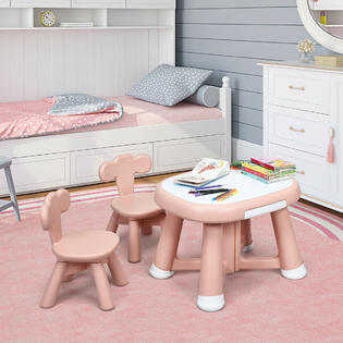 Gymax Kids Table And 2 Chair Set W Storage Bins For Children