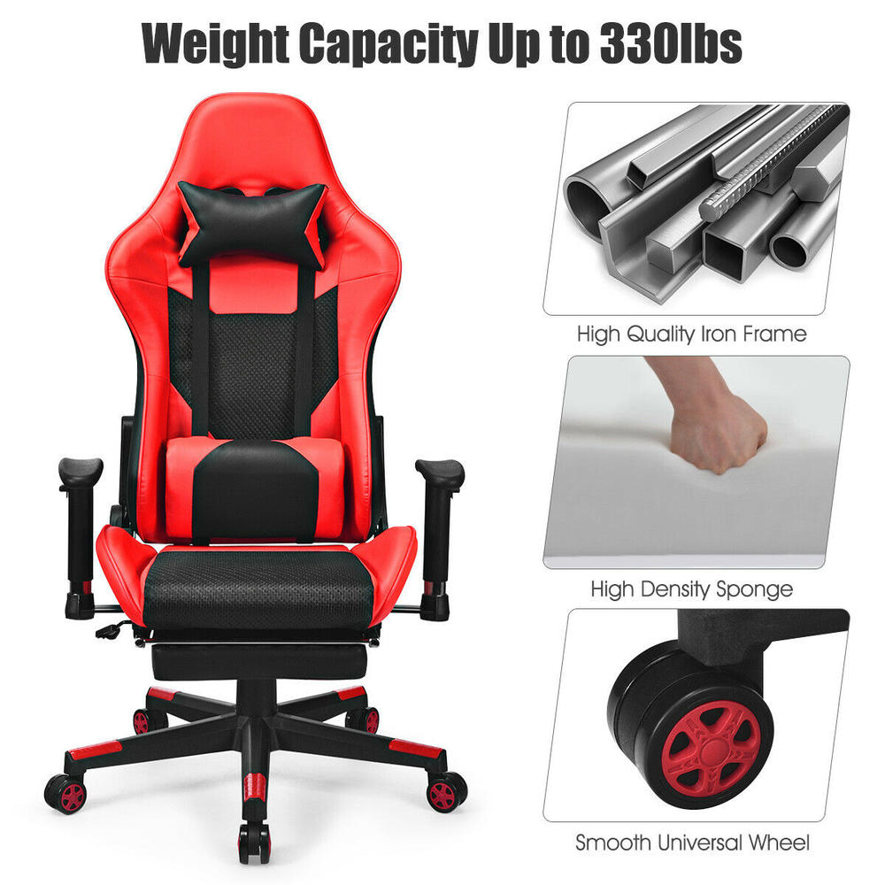Gymax Massage Gaming Chair Reclining Racing Office Chair w/ Lumbar Support & Footrest