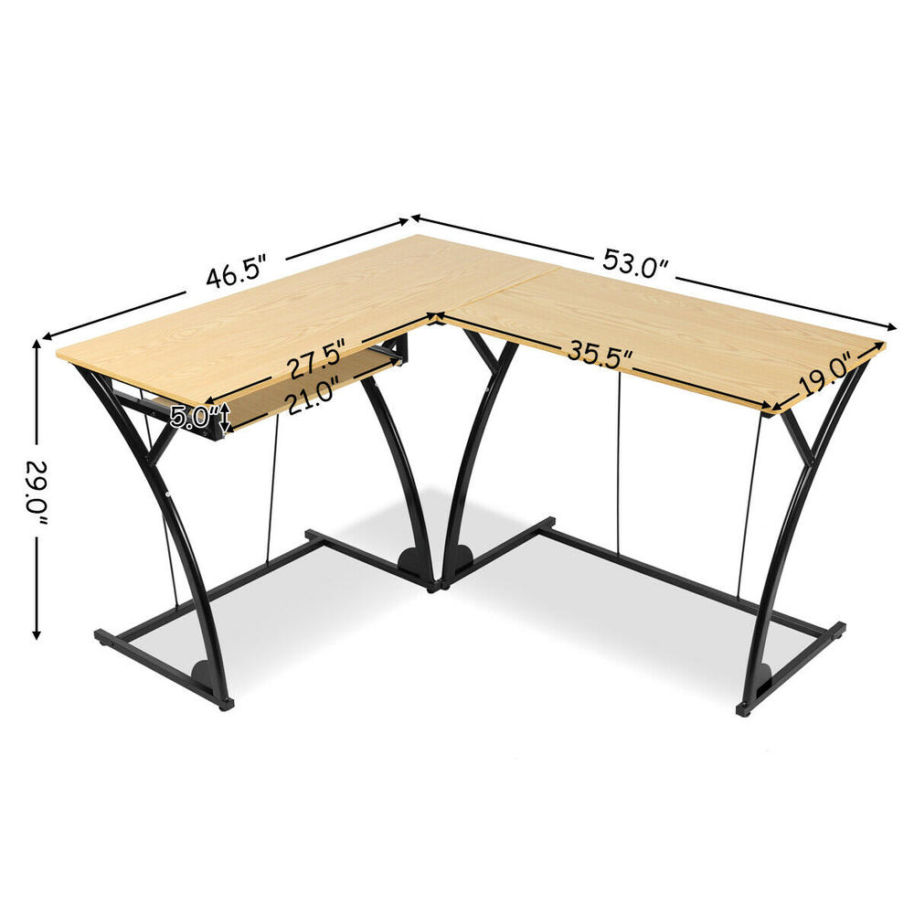 Gymax L-Shaped Computer Desk Study Table Modern Style House& Office Use