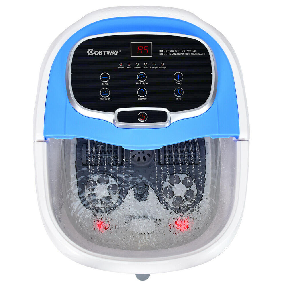 Gymax Portable Foot Spa Bath Motorized Massager Electric Feet Salon Tub w/ Shower Blue