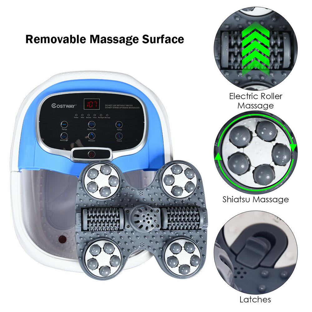 Gymax Portable Foot Spa Bath Motorized Massager Electric Feet Salon Tub w/ Shower Blue