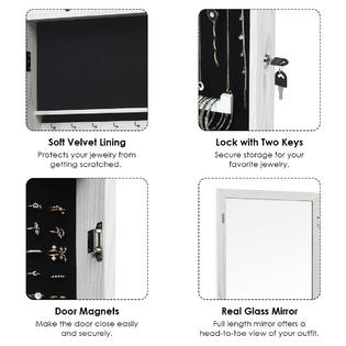 Gymax Jewelry Cabinet Wall Mounted Jewelry Organizer With Mirror