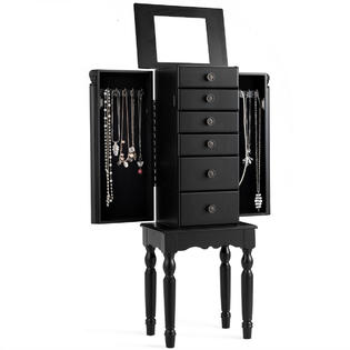 Gymax Jewelry Cabinet Armoire Storage Box Chest Standing Organizer