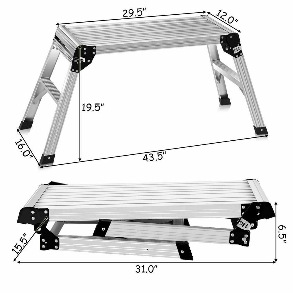 Gymax 5HD EN131 Aluminum Platform Step Up Folding WorkBench Stool Ladder New
