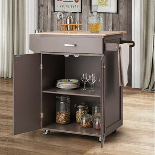 Gymax Rolling Kitchen Island Utility Kitchen Cart Storage ...