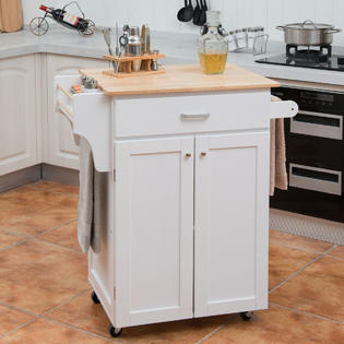 Gymax Rolling Kitchen Island Utility Kitchen Cart Storage ...