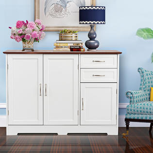 Gymax Buffet Storage Cabinet Console Table Kitchen Sideboardd Home Furni W 2 Drawers
