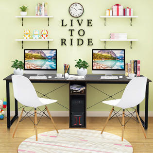 Generic 2 Person Computer Desk 79 Large Double Workstation Dual Office Desk W Storage