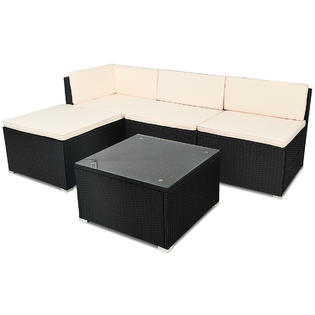 Gymax Gys03600 5 Pieces Patio Rattan Sets Wicker Sofa Deck Couch Garden Outdoor Furniture