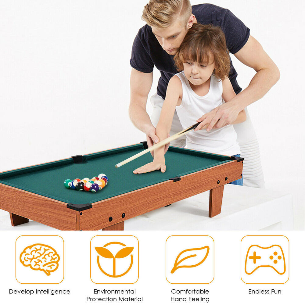Gymax 36” Mini Table Top Pool Table Game Billiard Set Cues Balls Gift Indoor Sports