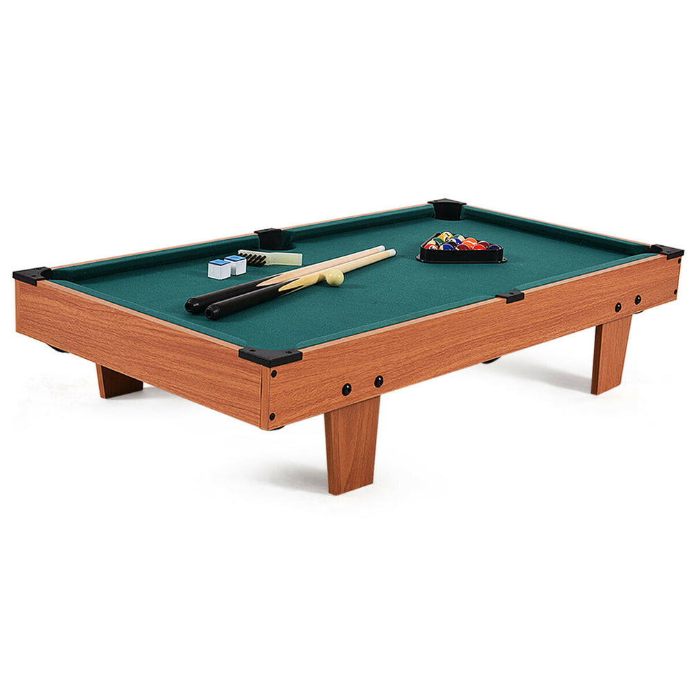 Gymax 36” Mini Table Top Pool Table Game Billiard Set Cues Balls Gift Indoor Sports