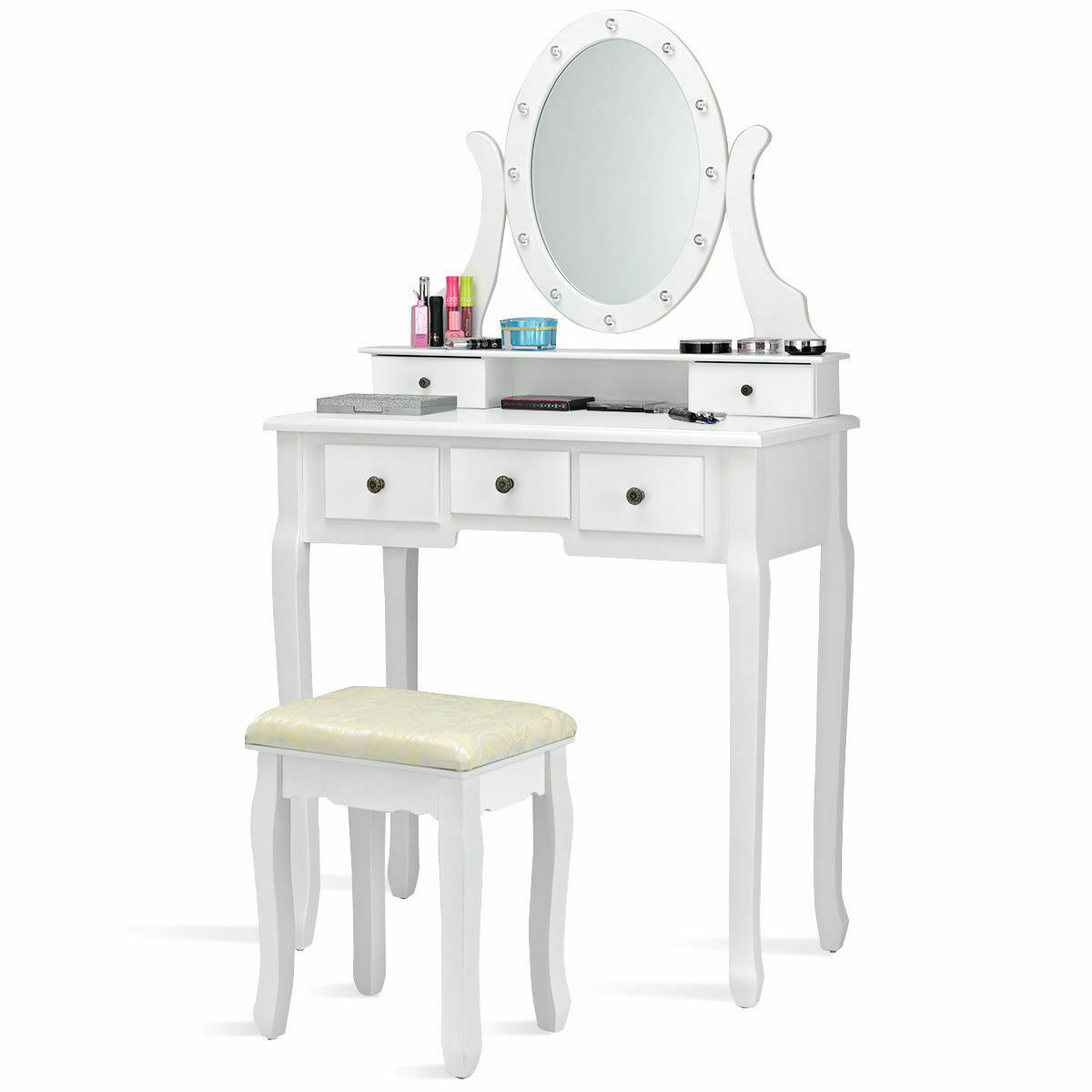 Generic 5 Drawers Vanity Makeup, Vanity Tables With Lighted Mirrors