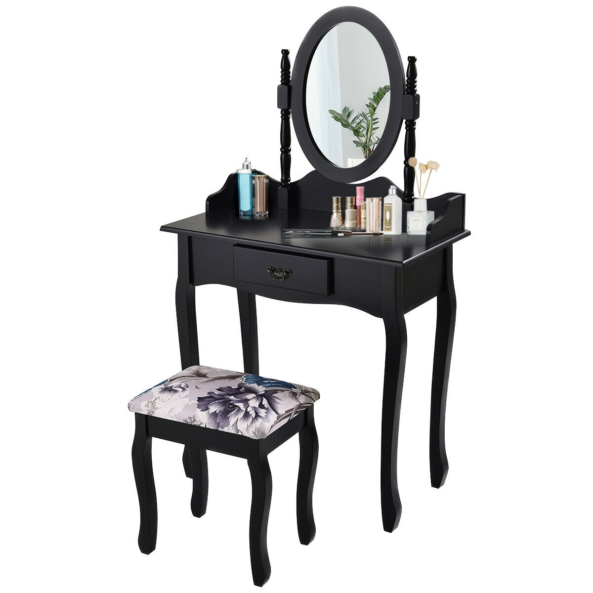 Generic Black Vanity Wood Makeup, Small Black Vanity Table