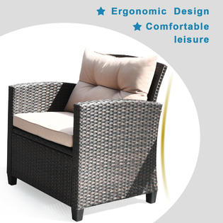 Gymax Gys03802 8pcs Outdoor Rattan Furniture Set Cushioned Sofa