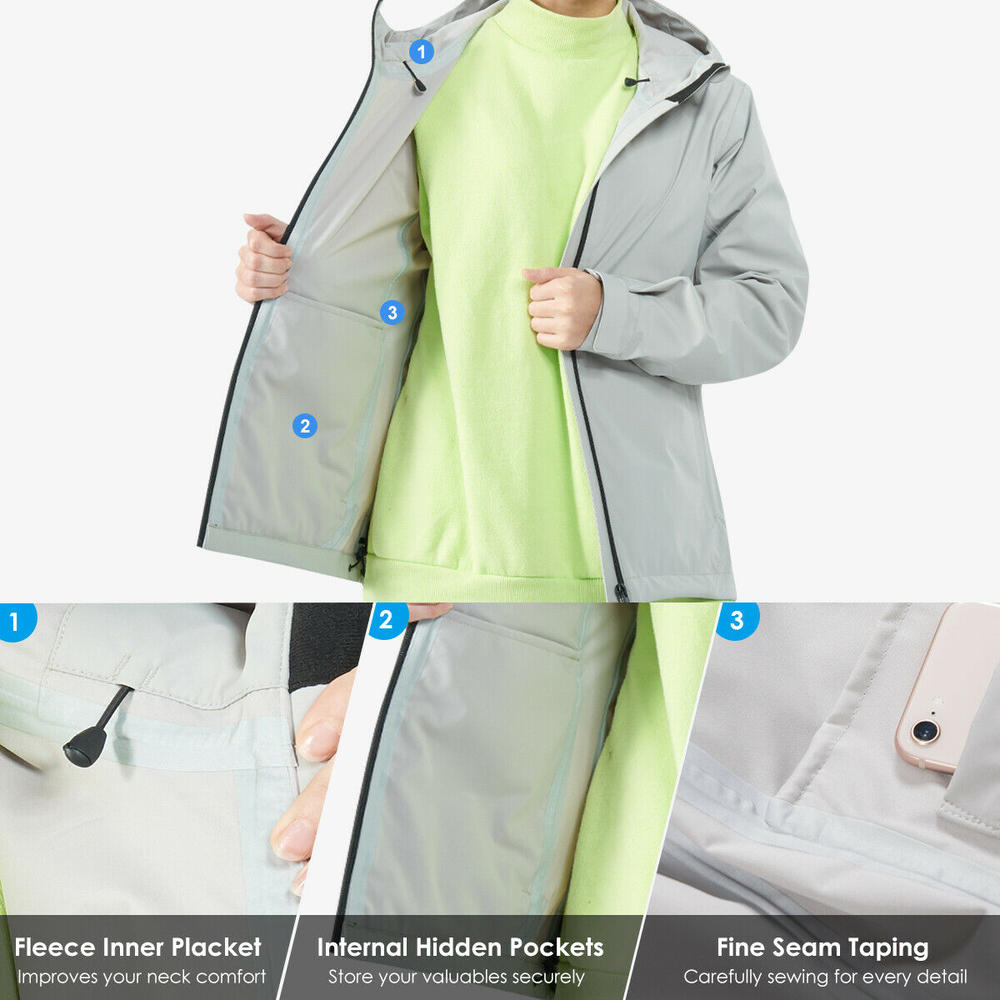 Gymax Women's Waterproof Rain Jacket Windproof Hooded Raincoat Shell