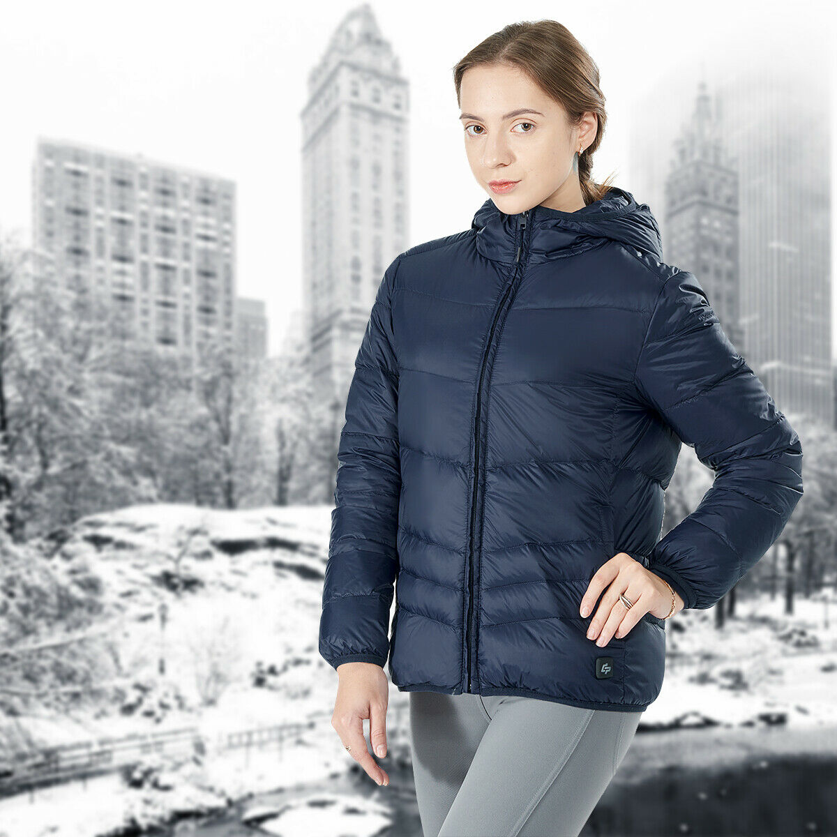 Gymax Women's Heated Down Jacket Hooded Puffer Winter Coat