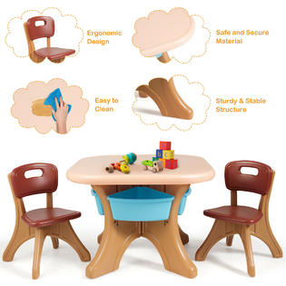 Gymax Kids Activity Table & Chair Set Children Play ...