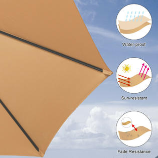 Gymax Gys04188 15 Ft Patio Double Sided Umbrella Outdoor Market Umbrella W Crank Base Beige