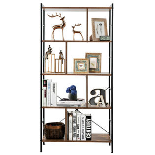 Gymax 4 Tier Industrial Bookshelf Floor Standing Bookcase Storage