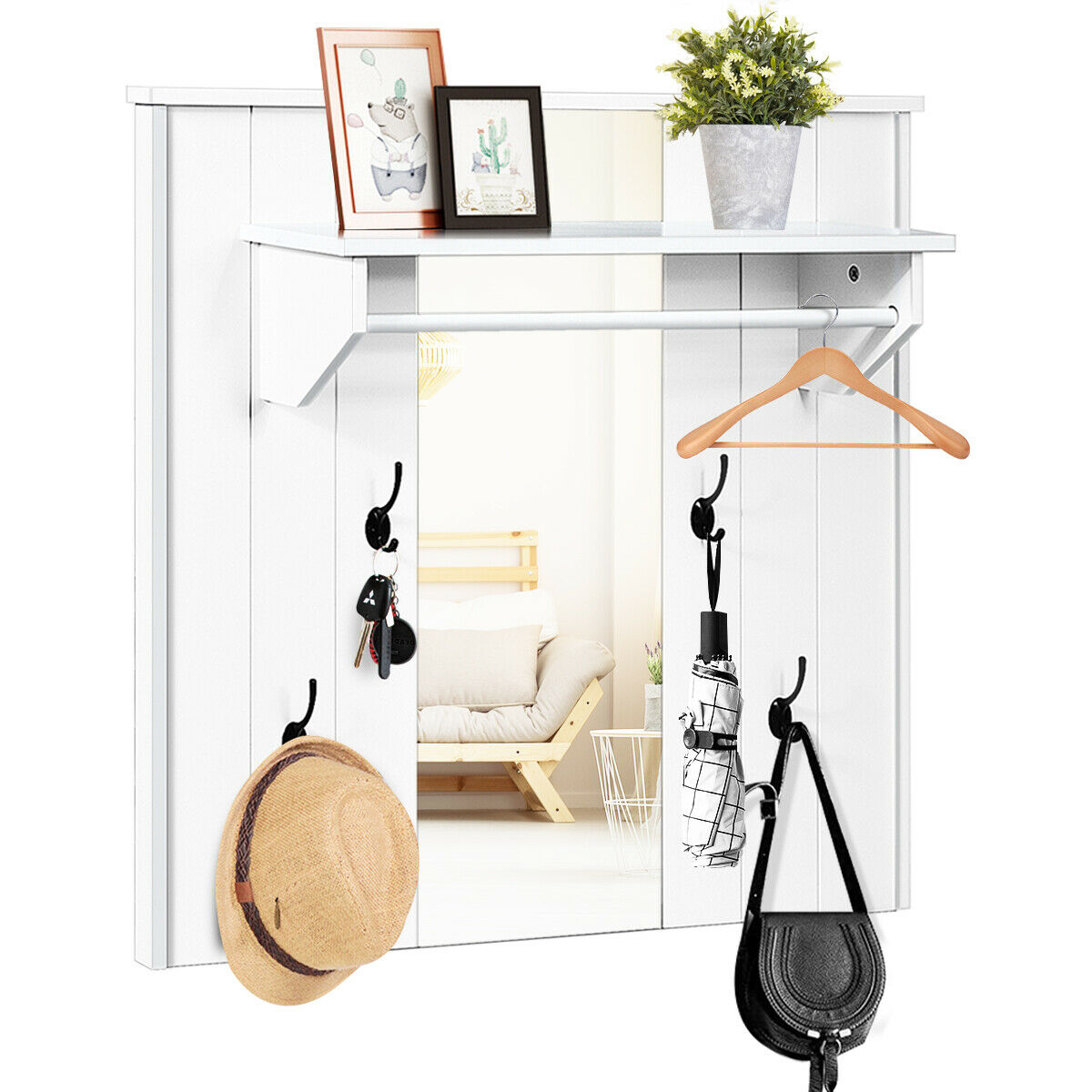 Cubbie Shelf Wall Coat Rack For Entryway