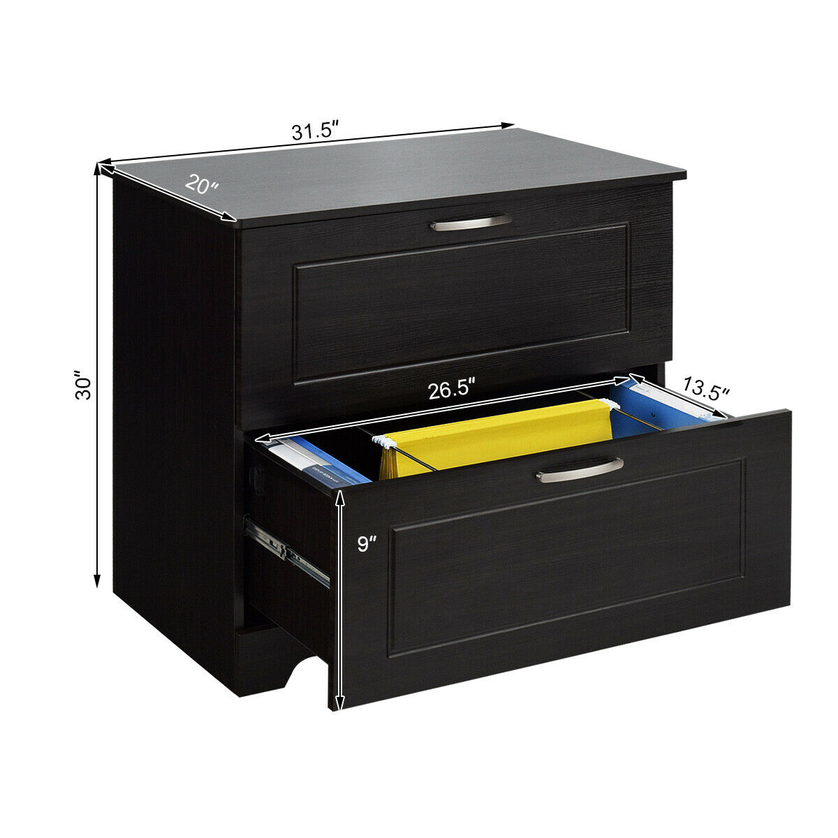 Gymax 2 Drawer Lateral File Cabinet W Adjustable Pole For Legal