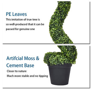 Gymax 2pc 4ft Artificial Boxwood Spiral Tree In Outdoor Office Garden Patio Decoration