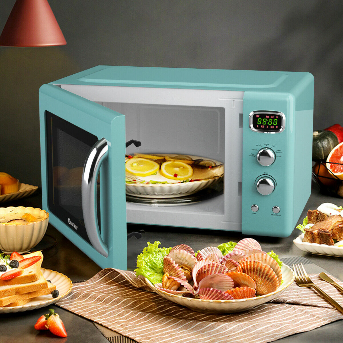 0.7 Cu.ft Retro Microwave Oven - Pastel Green