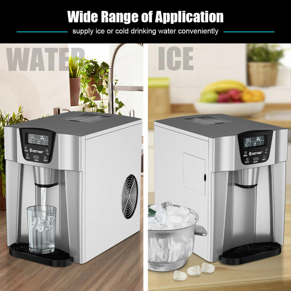 Gymax 2 In 1 Ice Maker Water Dispenser Countertop 26Lbs/24H LCD Display Portable New