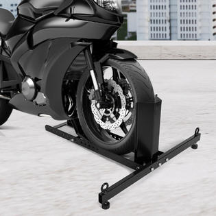 Gymax Adjustable Heavy Motorcycle Front Wheel Chock Stand 1800lb Capacity Upright Fit 15 22 Tier