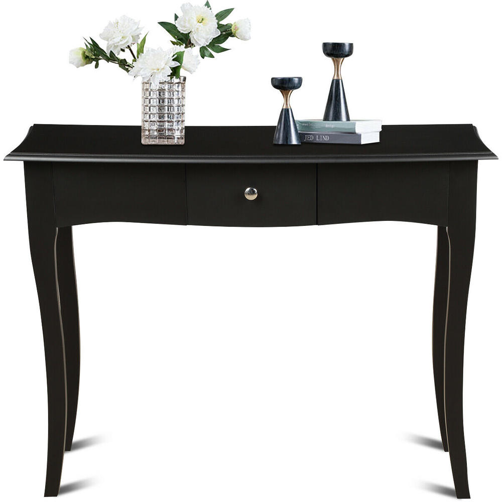 Gymax Black Wooden Console Table Entryway Accent Side Sofe  Storage Drawer Home