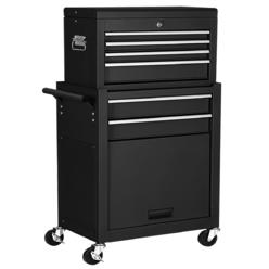 Gymax 6-Drawer Rolling Tool Chest Removable Tool Storage Cabinet with Sliding Drawers, Keyed Locking System Toolbox Organizer (Black)