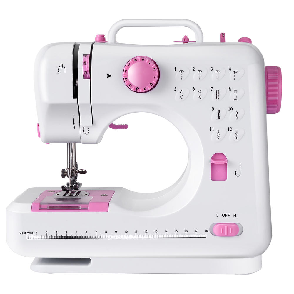 Gymax Sewing Machine Crafting Mending Machine with 12 Built-In Stitched White