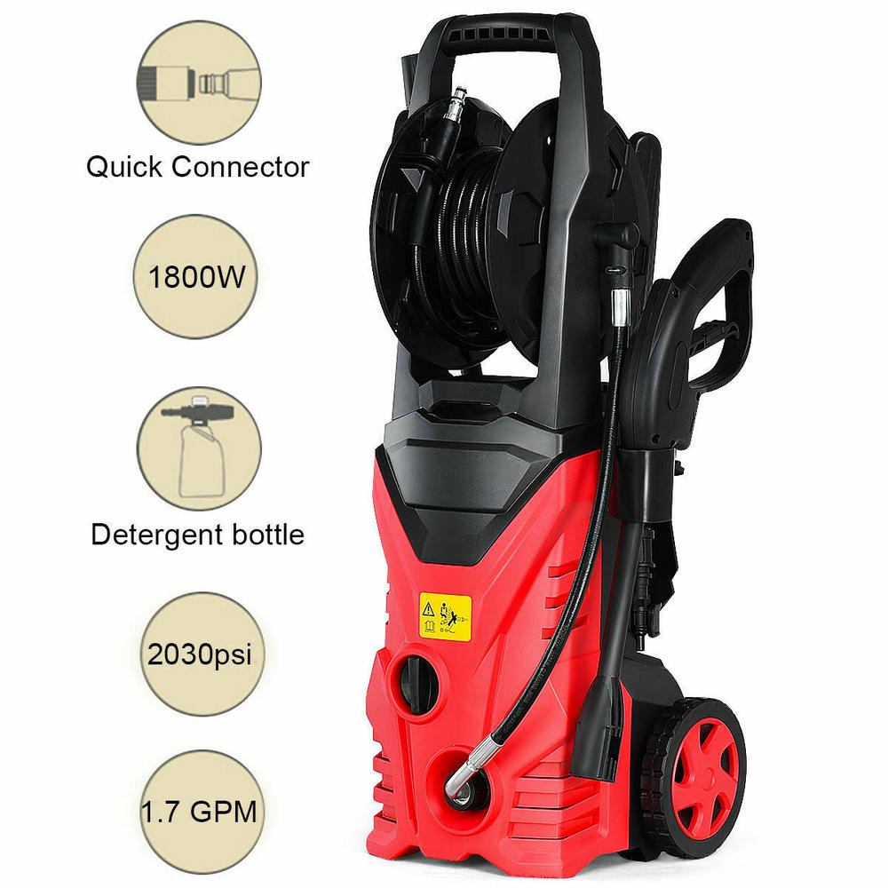 Gymax 2030PSI Electric Pressure Washer Cleaner 1.7 GPM 1800W with Hose Reel New