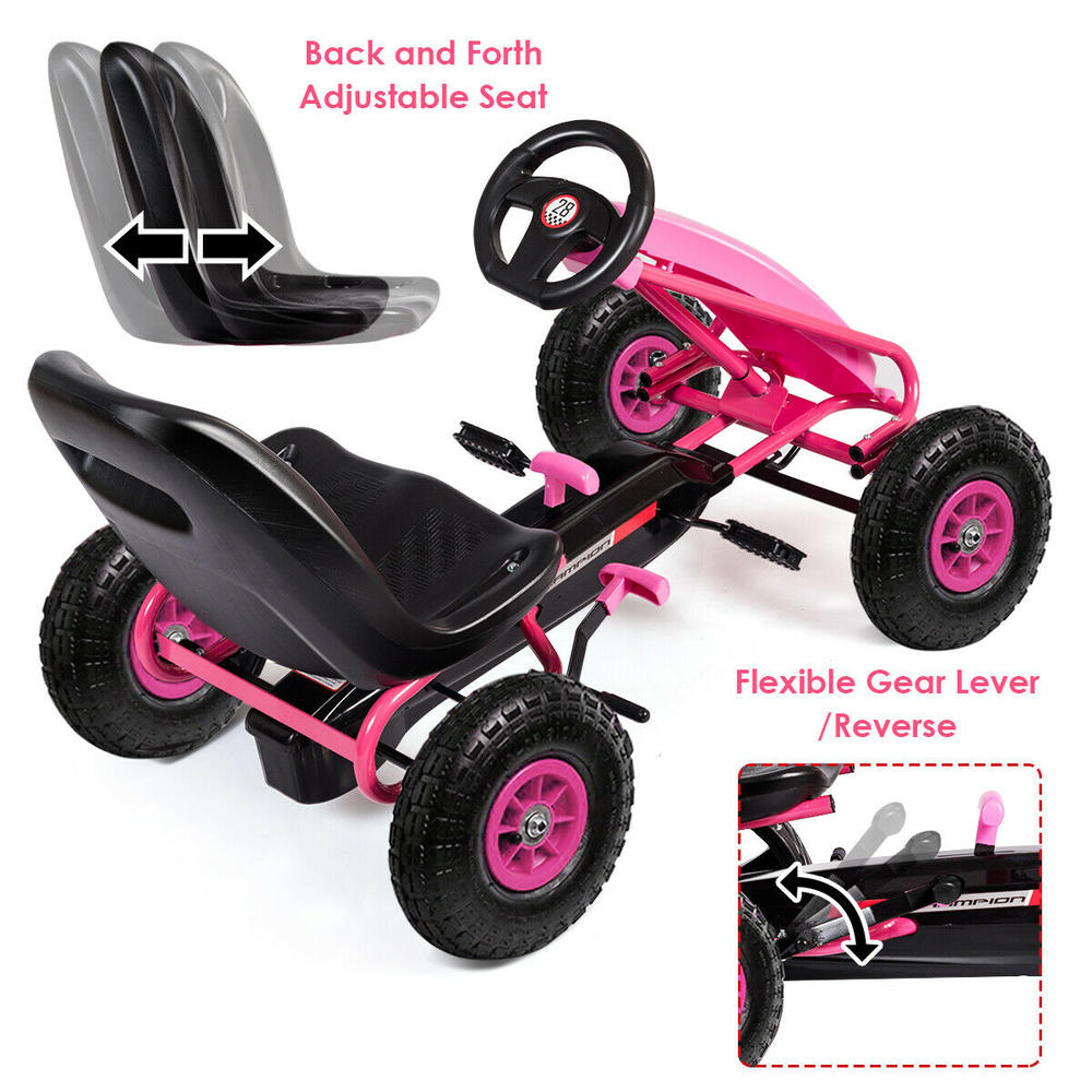 Gymax Go Kart Pedal Powered Kids Ride on Car Toy Pneumatic Tire