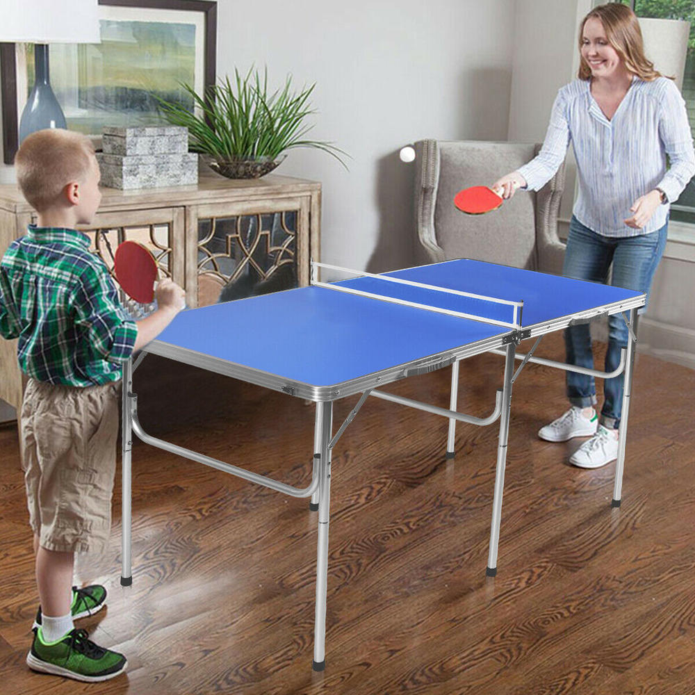 Gymax 60” Portable Table Tennis Ping Pong Folding Table w/Accessories Indoor Game New