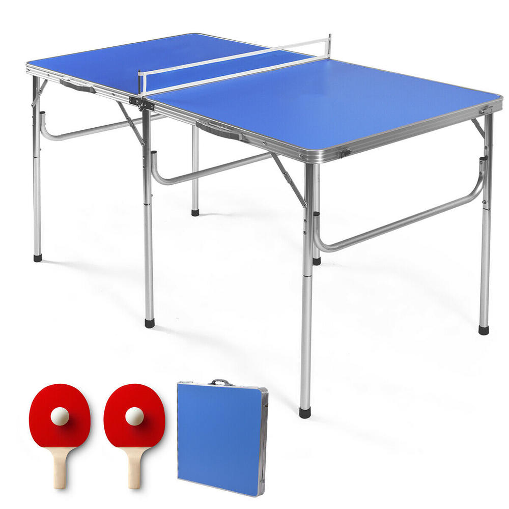 Gymax 60” Portable Table Tennis Ping Pong Folding Table w/Accessories Indoor Game New