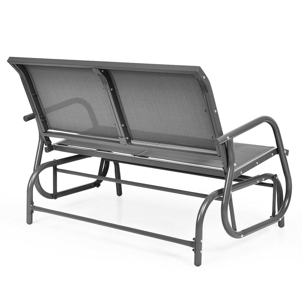 Gymax 48" Outdoor Patio Bench Chair Loveseat Rocker Swing Glider Lounge Outdoor Backyard
