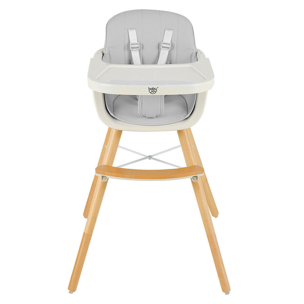 Gymax 3 in 1 Convertible Wooden Baby Toddler Highchair w/ Cushion Baby Chair