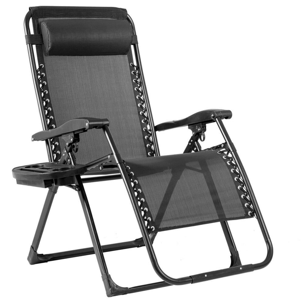 Gymax Zero Gravity Chair Oversize Lounge Chair Patio Heavy Duty Folding Recliner New