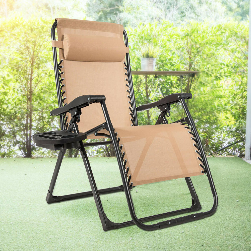 Gymax Zero Gravity Chair Oversize Lounge Chair Patio Heavy Duty Folding Recliner New
