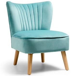 Gymax Armless Accent Chair Modern Velvet Leisure Chair Single Sofa Upholstered