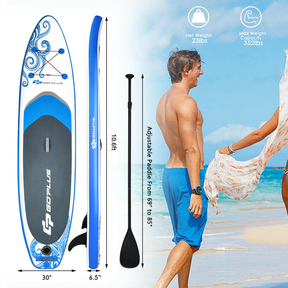 Gymax 10.6' Inflatable Stand Up Adjustable Paddle Board W/Carry Bag Youth Adult